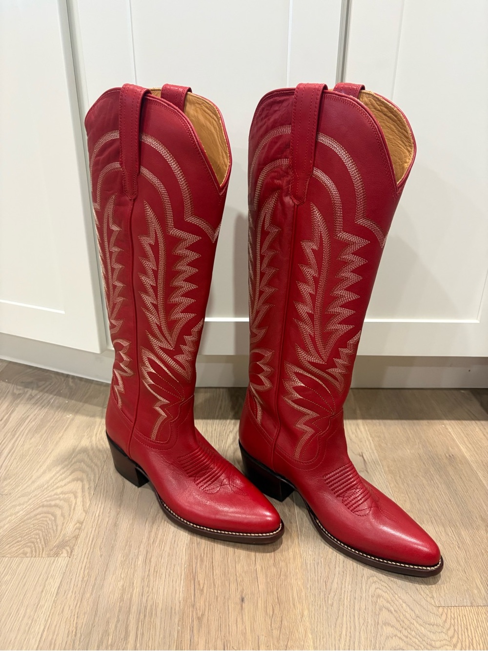 Tecovas Abby Crimson  Red Leather Western Boots size 7.5